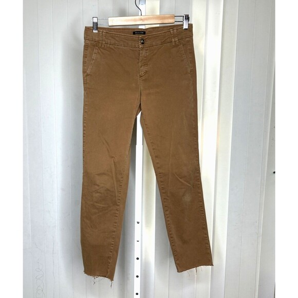 Massimo Dutti Chino Pants Raw Hem Straight Leg Caramel Color Size 4 - Picture 1 of 7